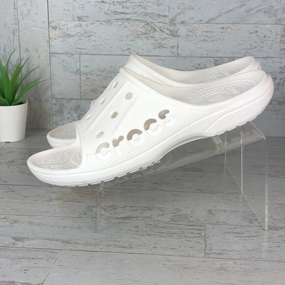 Crocs All White Baya Slides Slippers Sandals Mens size 7 /‎ Womens size 9 - Picture 3 of 8